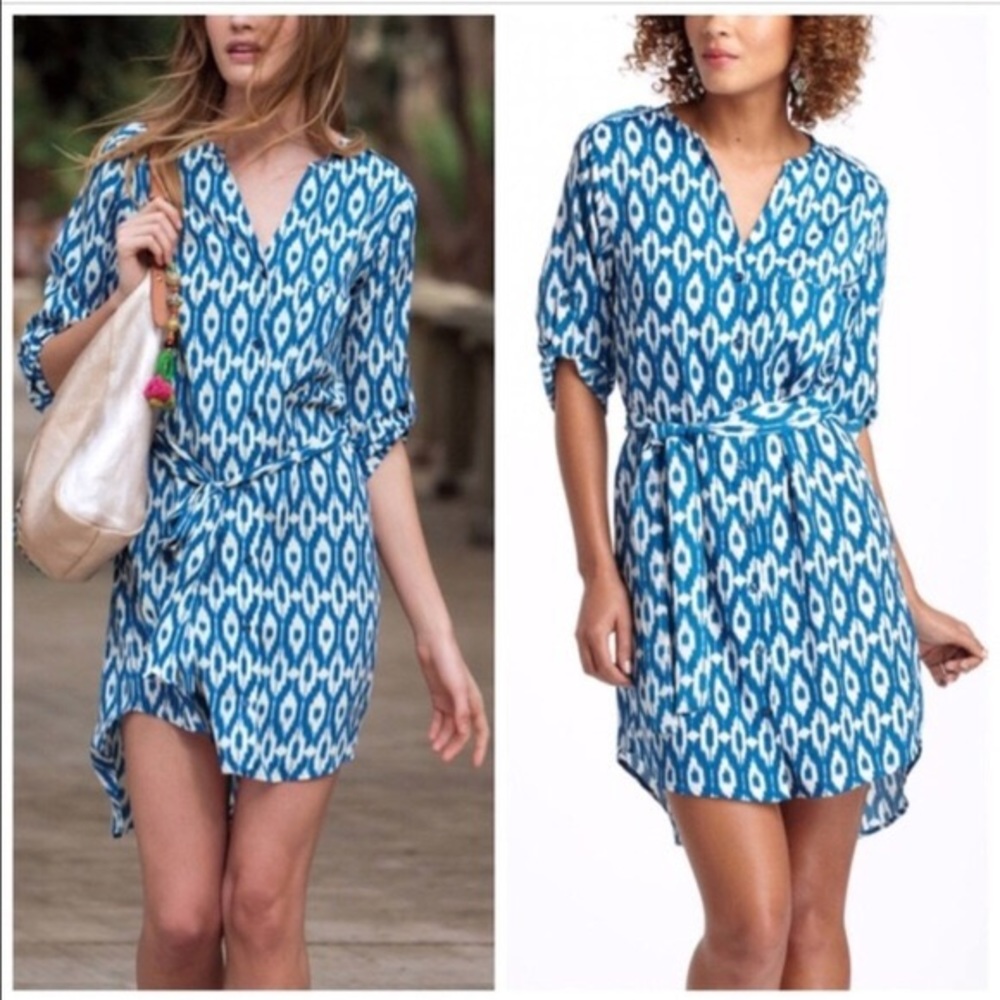 Anthropologie Maeve Ikat frequencies shirtdress